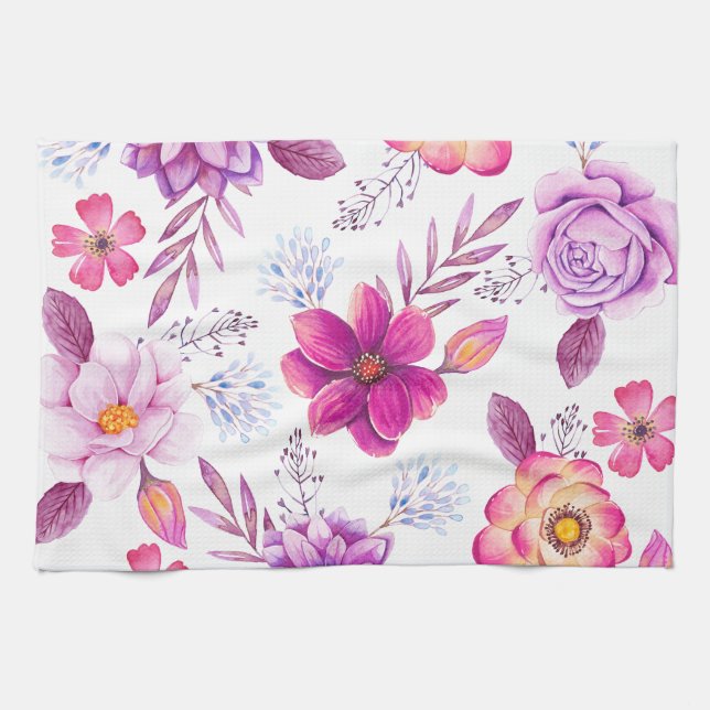 Violet rose kitchen towel (Horizontal)