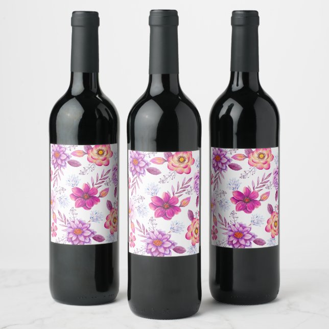 Violet rose wine label (Bottles)