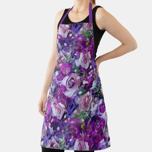 Violet Roses Garden Apron (Insitu)