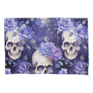 Violet Roses with Skulls Pillowcase