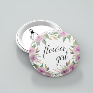 Violet & Sage Flower Girl 2 Inch Round Button