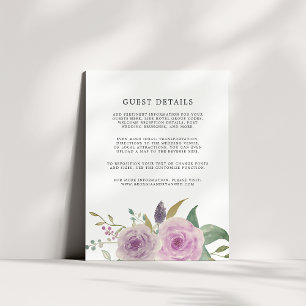 Violet & Sage Wedding Guest Details Card
