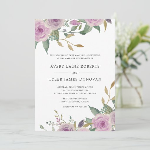 Violet & Sage Wedding Invitation | Zazzle