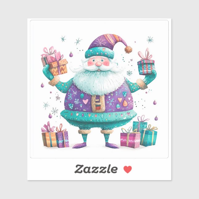 Violet Santa Claus With Christmas Gifts (Sheet)