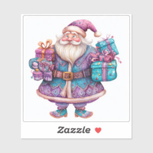 Violet Santa With Colourful Christmas Gifts