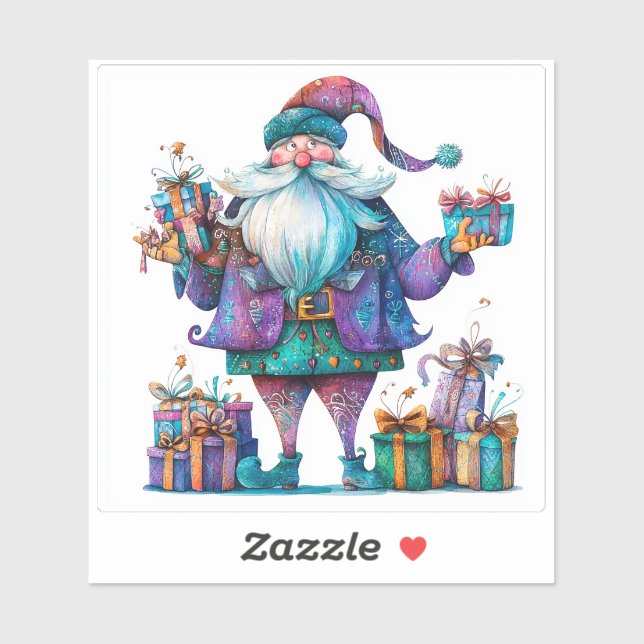 Violet Santa With Colourful Gifts (Sheet)