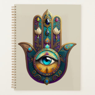 Violet sarcelle doré Hamsa avec troisième œil turq