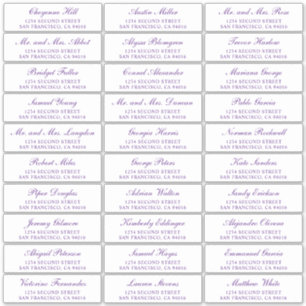 Violet Script Élégant Mariage Étiquettes de adress