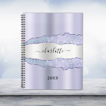 Violet silver agate marble name 2025 planner<br><div class="desc">Violet,  lavender coloured and faux silver and agate,  marble stone print as background.  Personalize and add your name. The name is written with a modern hand lettered style script.</div>