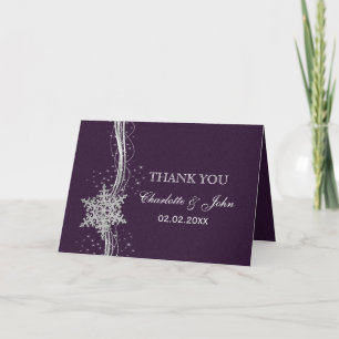 violet Silver Snowflakes Merci de mariage hivernal