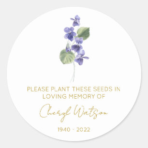 Violet Simple Memorial Seed Packet Classic Round Sticker