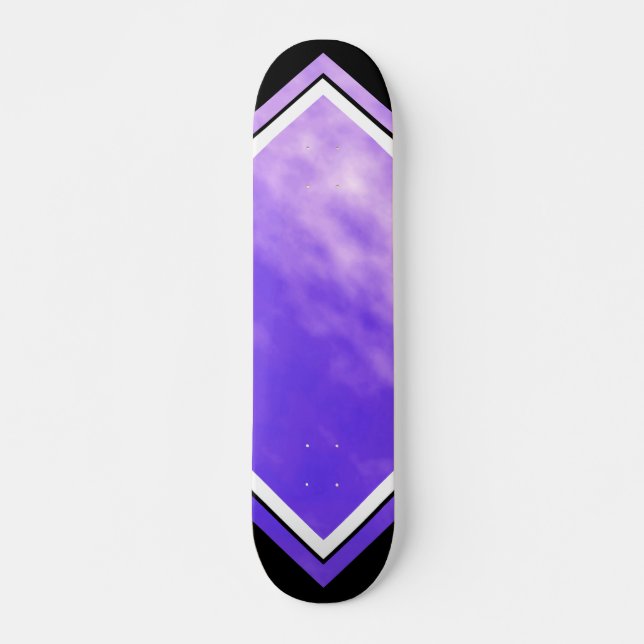 Violet Skies Clouds Purple Black Customizable Deck Skateboard (Front)
