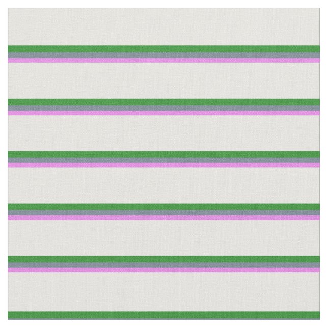 Violet, Slate Grey, Forest Green & White Lines Fabric (Close Up)