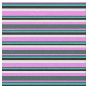 Violet, Slate Grey, Sea Green, Black & White Fabric
