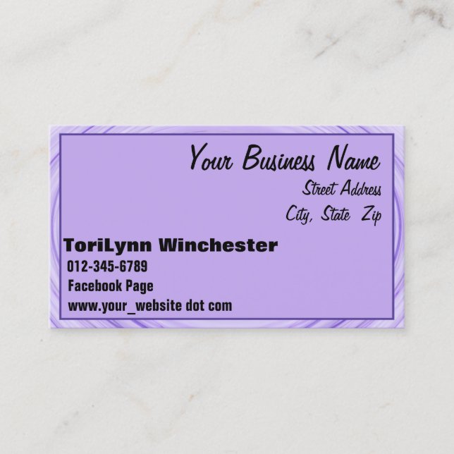 Violet Spiral Border Over White Appointment Card (Front)