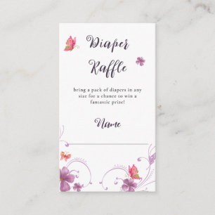Violet Spring Colourful Butterflies Diaper Raffle Enclosure Card