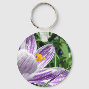 Violet Spring Crocus Keychain
