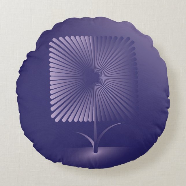 Violet square flower round pillow (Front)