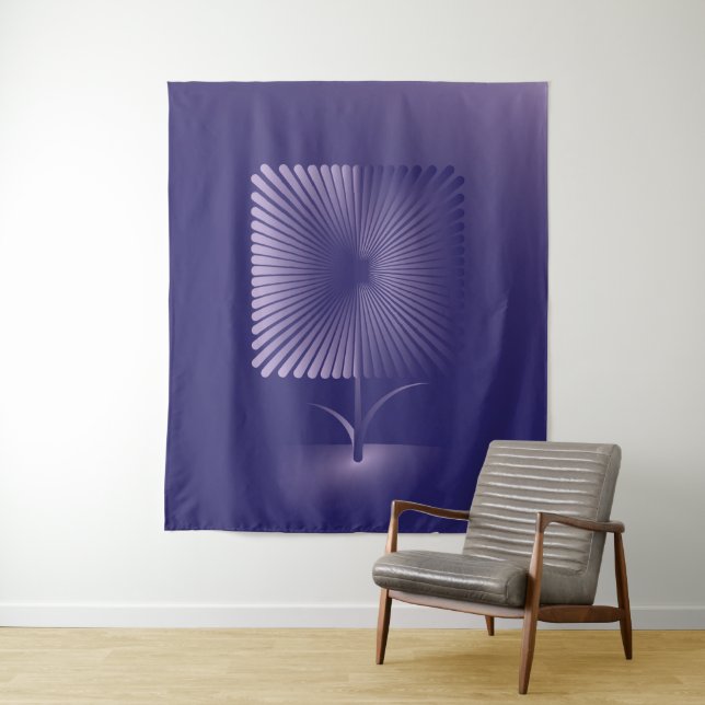 Violet square flower tapestry (In Situ)