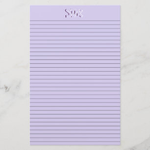 Violet Stationery Paper Monogram optional lines