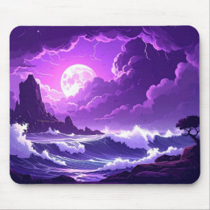 Violet Storm Moon Mousepad – Midnight Wave Edition