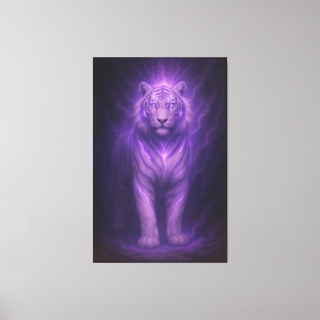 Violet Storm White Tiger – Ascended Aura Canvas Print (Front)