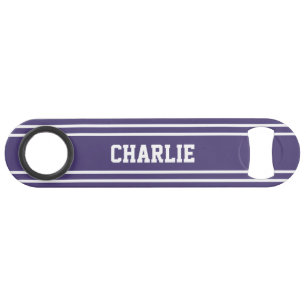 Violet Stripes custom monogram bottle opener Bar Key