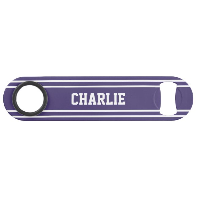 Violet Stripes custom monogram bottle opener Bar Key (Front (Horizontal))