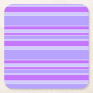 Violet stripes square paper coaster