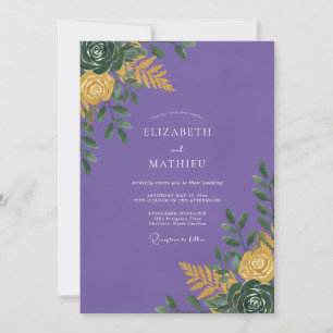 Violet Succulent Eucalyptus Wedding Invitation