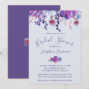Violet Succulents Invitation à la douche nuptiale