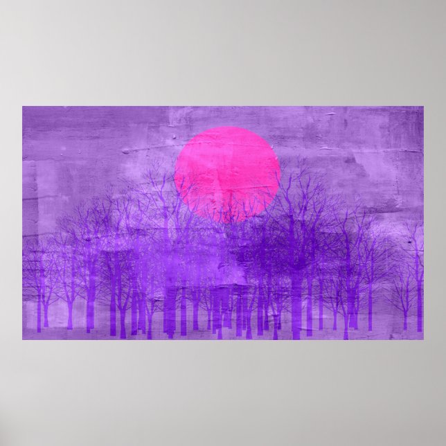 Violet Sunset Abstract Painting Poster (Front)