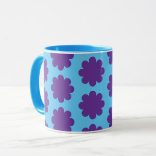 Violet sur Aqua Blue Retro Flower Art Mug Cup