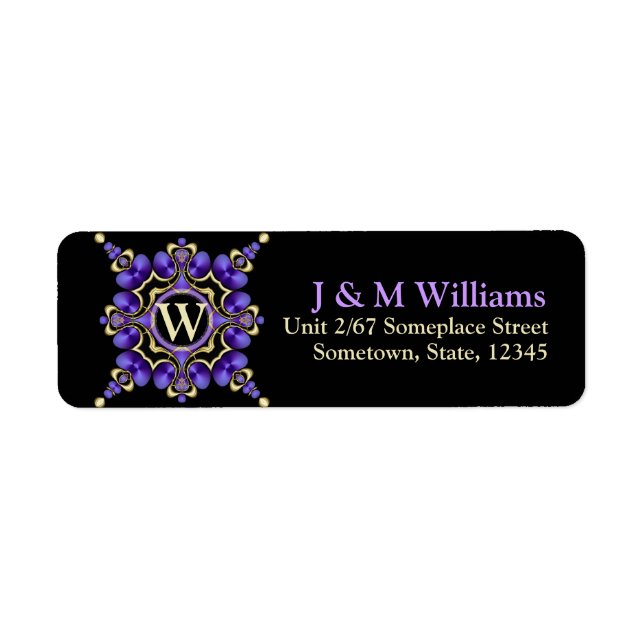 Violet sur Étiquettes de adresse de Monogrammes dé (Devant)