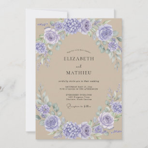 Violet Tan Peony Wedding Invitation