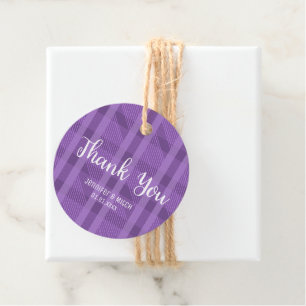 Violet Tartan Plaid Purple Wedding Favour Tags