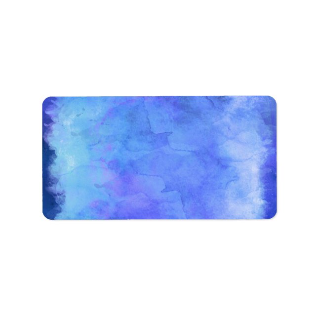 Violet Teal Blue Watercolor Texture Pattern Label (Front)