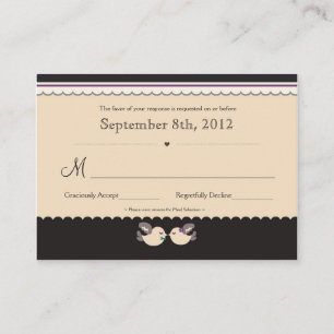 Violet & Teal Love Birds RSVP Cards
