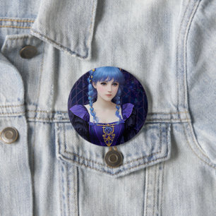 Violet the Cute Dark Academia Girl Fantasy Art 3 Inch Round Button