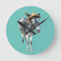 Violet the Donkey in Straw Hat with Flowers
