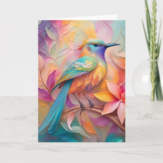 Violet Throated Songbird Fantasy Bird Card (Front)