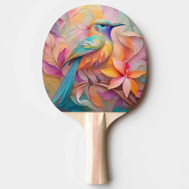 Violet Throated Songbird Fantasy Bird Ping Pong Paddle (Front)