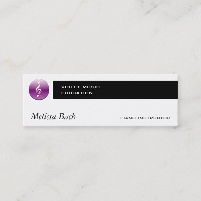 Violet Treble Clef Button Mini Business Card (Front)