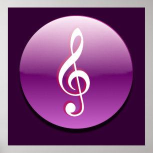 Violet Treble Clef Button Poster