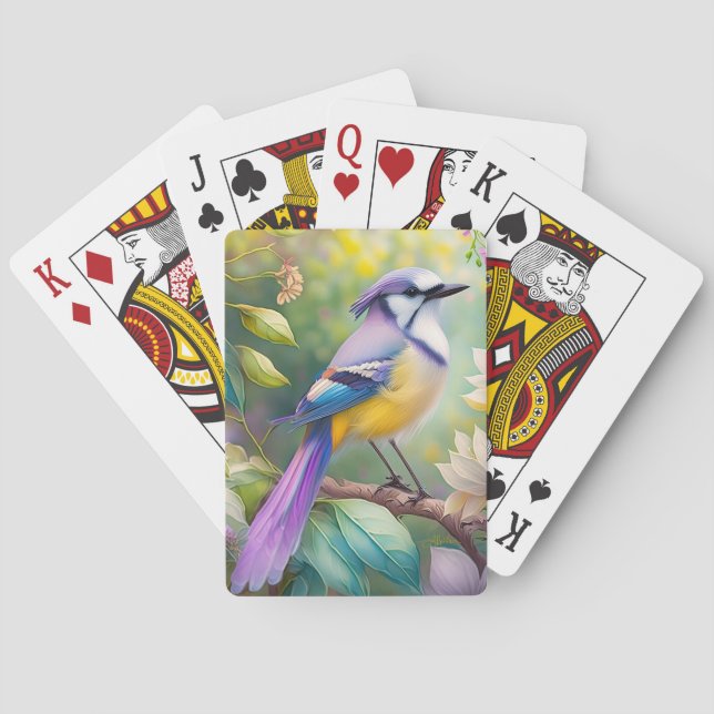 Violet Tufted Jay Fantasy Bird Playing Cards (Back)