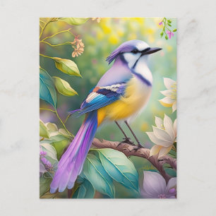 Violet Tufted Jay Fantasy Bird Postcard