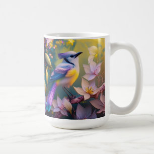 Violet Tufted Yellow Breasted Fantasy Bird Coffee Mug