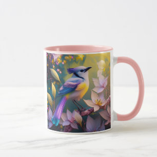 Violet Tufted Yellow Breasted Fantasy Bird Mug