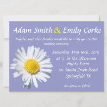 Violet Tulip Daisy Wedding Invitation