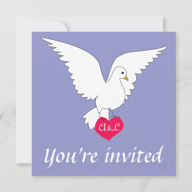 Violet Tulip Dove Wedding Invitation (Front)